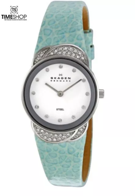 Skagen Crystal  Blue Leather Ladies Watch 818SSLI