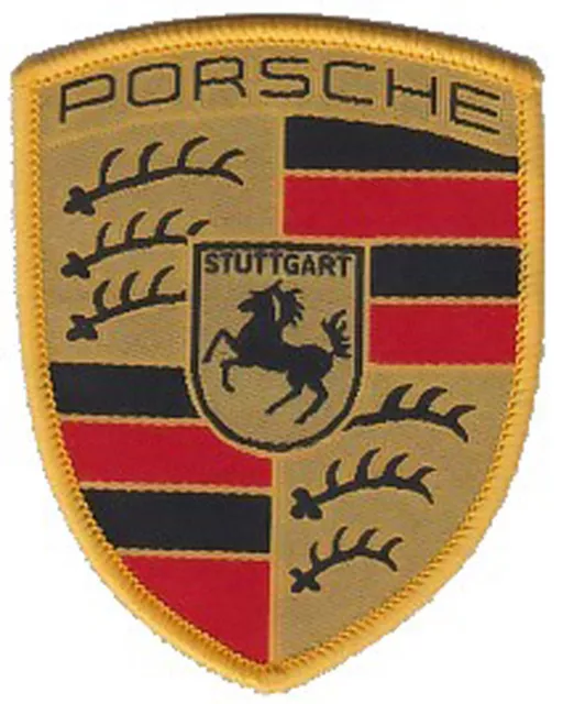 Original "Porsche Wappen-Aufnäher" 53 x 65 mm, Logo, Abzeichen, Emblem, Aufnäher