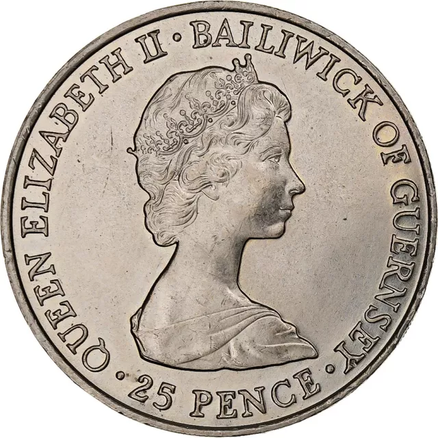 [#1163246] Münze, Guernsey, Elizabeth II, 25 Pence, 1981, Heaton, VZ+, Kupfer-Ni