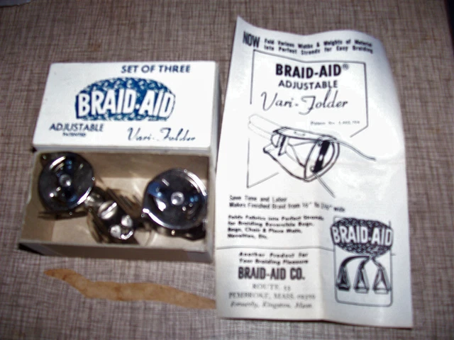 Instrucciones vintage TRENZA-AID para hacer alfombras trenzadas/herramienta de fabricación de alfombras