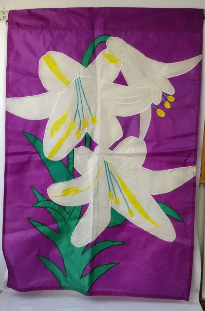 Easter Lily Flowers Decor Flag 27.5" W x 41" H Purple White Yellow Green Spring