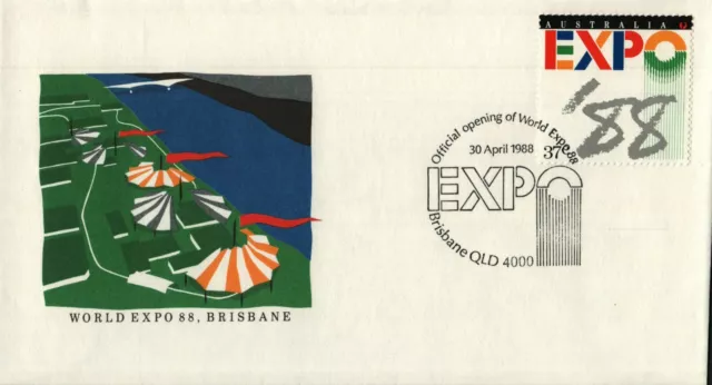 1988 Official Opening World Expo '88 Postmark 30-4-88 Brisbane [P88-068]