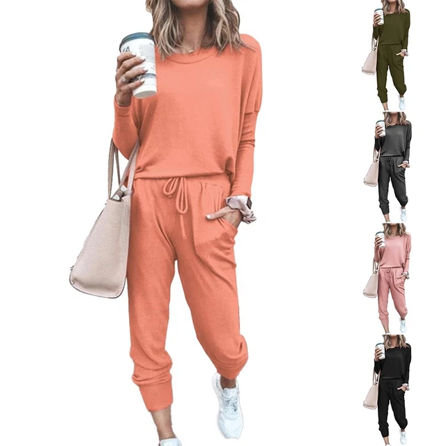 Donna Tuta da Ginnastica Set (2PC),Top + Pantaloni Lounge Abbigliamento Set