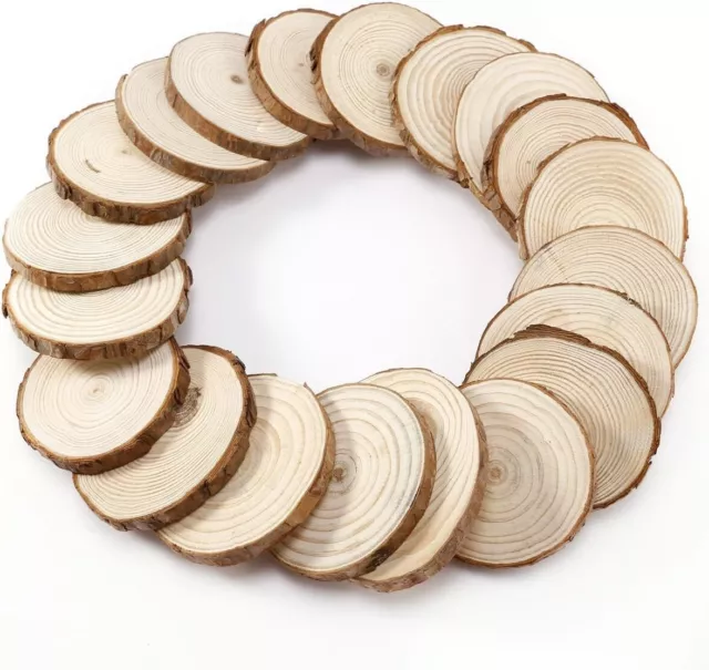 Pack of 20pcs unfinished Natural Pine Wood Round Slices 4-5 cm unpainted Pieces
