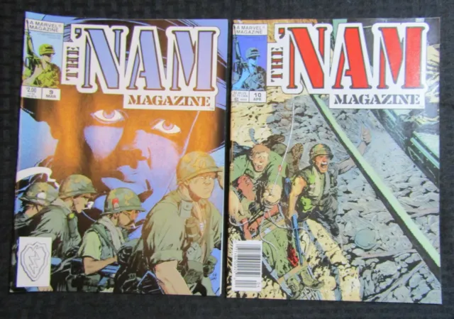 1989 Marvel THE 'NAM War Magazine #9 FN+ #10 FVF LOT of 2 Bob Camp Cover