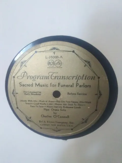 RCA Victor Program Transcription Record Sacred Music For Funeral Parlors 1930s