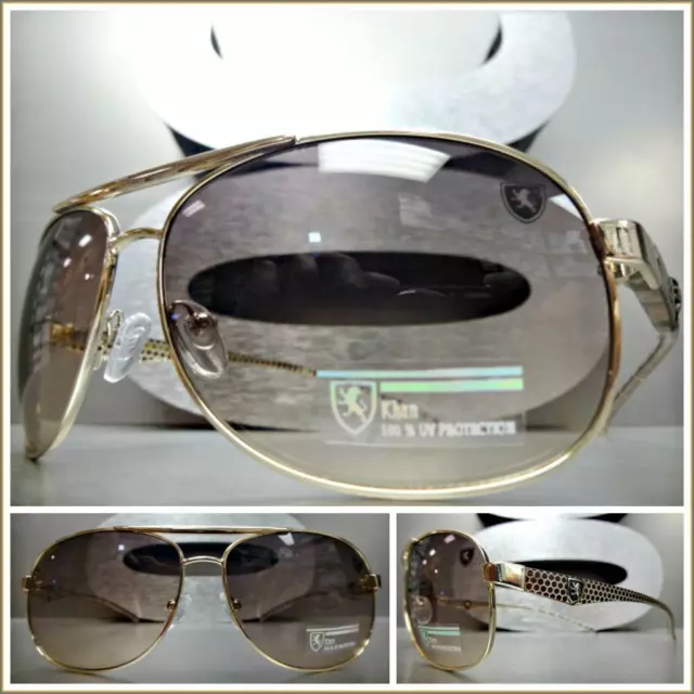 Hombre Clásico Elegante Moderno Estilo Retro Gafas de Sol Oro Metal Marco Lentes