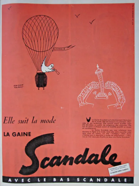 Publicité De Presse 1955 La Gaine Scandale - Avec Le Bas Scandale - J.c.fournet