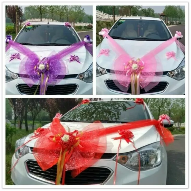 Car Wedding Decor Kit Organza Flower Ball Ribbon Bows Garland Wrap Romantic Gift