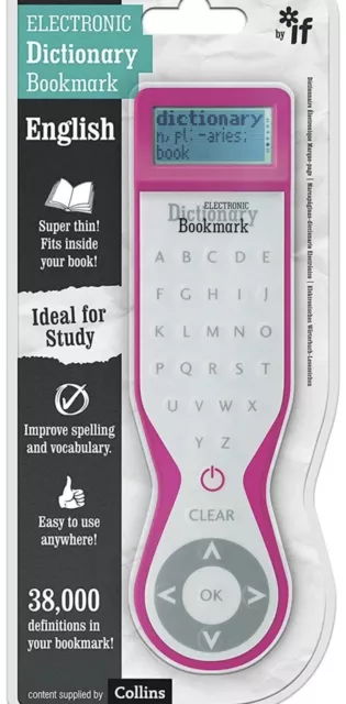 Collins Electronic English Dictionary Bookmark in Pink RRP £25