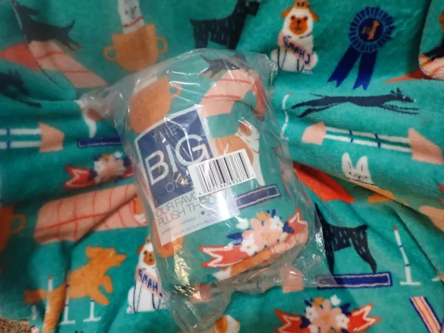 The Big One Oversized Dog Show Plush Throw Blanket Agility Aqua 5'x6' Kohls NWT