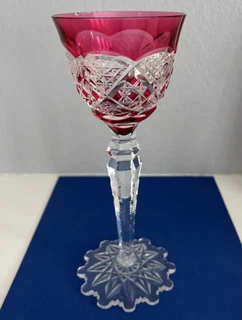 Val St Lambert Verrept Cranberry Cased To Clear Belgian Crystal Wine Goblet