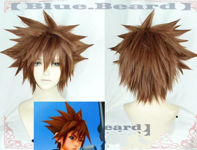 KINGDOM HEARTS III Sora Men Short Brown Heat Resistant Anime Cosplay Wig{h}