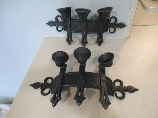 1967 Sexton Gothic candle sconces w/French fleur de lis fairy tail style PAIR