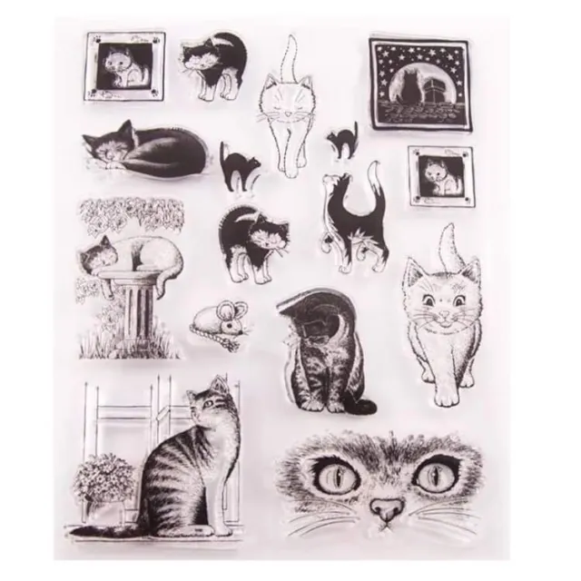 Cute Lazy Cats Kittens  Sentiment New Silicon Transparent Stamp Seal Card Making