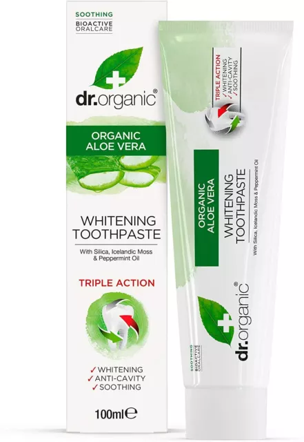 Dr.Organique Bio-Activ Aloe Vera + Dentifrice 100ml Végétalien + Écologique