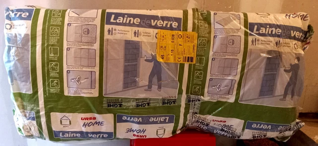 lot 6 panneaux découpés de laine de verre  1,35 X 0,60 X 0,045  NEUF jamais posé