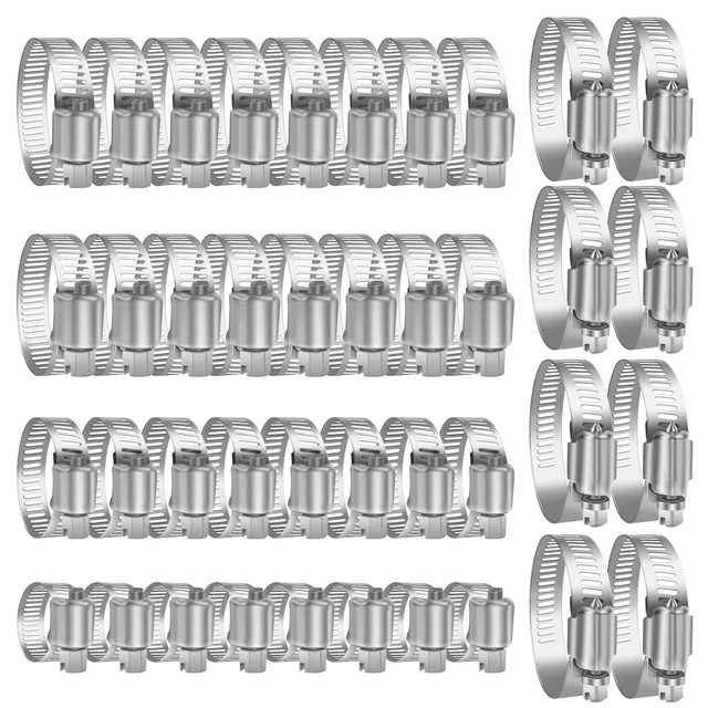 Lot De 12 Colliers De Serrage Acier Inox 304 - Taille Réglable 32-50mm - Avec Tournevis - Pour Tuyaux Eau, Gaz, Câbles