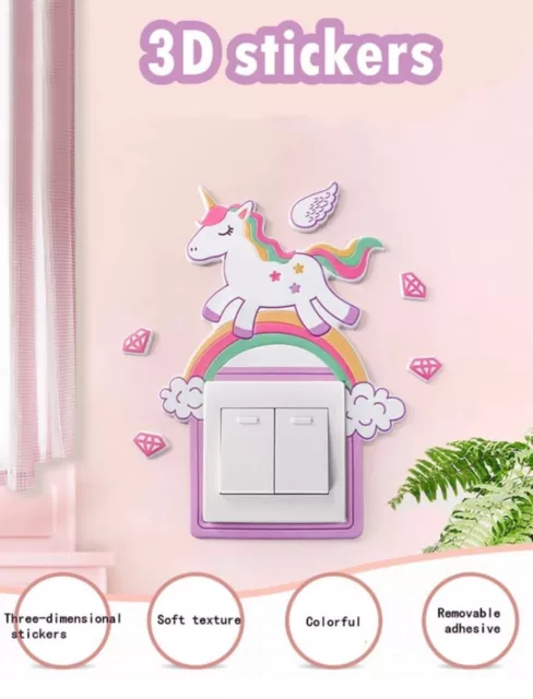 2Pack Kids Light Switch Stickers Cute Unicorn Light Switch Sticker Self-Adhesive