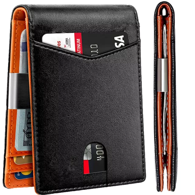 Slim Mens Wallet with Money Clip Leather RFID Blocking Bifold Credit Card Holder