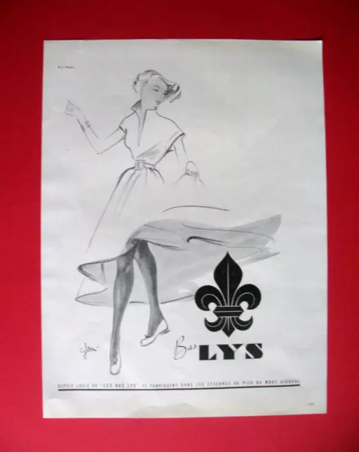 Publicite De Presse Lys Bas Stockings Illustration G. Sau Ad 1949