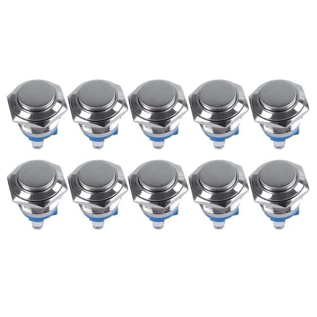 10 x interruttore a pulsante rotondo alto metallo momentaneo 16 mm P8P5