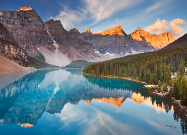 Papier Peint Photo INTISSÉ-MONTAGNES-(676V)-Mural Lac Paysage Arbres Forêt Ciel