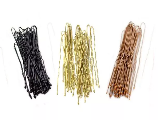 Waved Bobby Pins Hair Grips Clips Brown Black Blonde Pack 36 Long 6.5cm