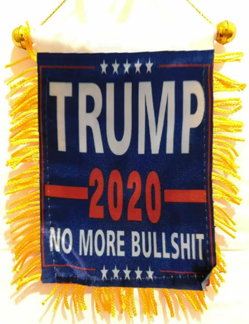 Lot of 3 Trump 2020 No More BS Bull$hit Blue 4"x6" Mini Window Banner Flag