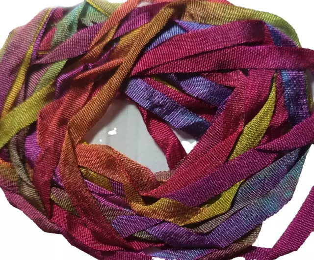 Stef Francis Hand Dyed Variegated 4mm Silk Ribbon - No SR4-49 multi