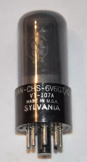 1 NOS 1956 JAN SYLVANIA 6V6GT Tube Amplitrex test PERFECT 107% GM 115% Ma SMOKED