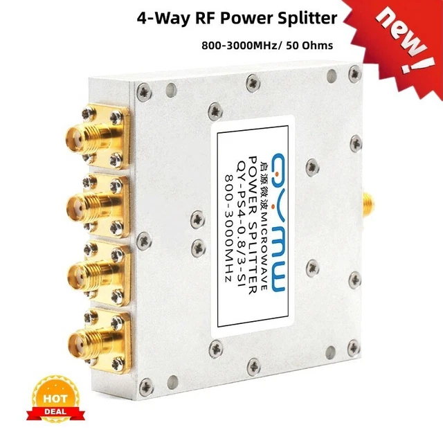 QY-PS4-0.8/3-SI 0.8-3GHz 4-Way RF Power Splitter RF Power Combiner w/SMA-Female
