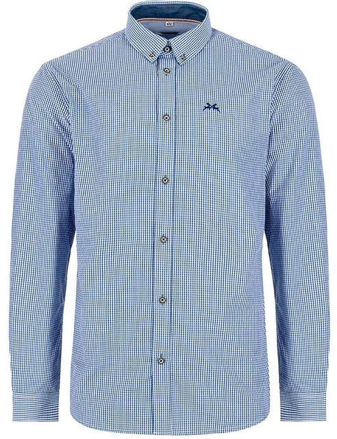 Maddox Plaid Camicia Attillata Pulsante verso Basso - Hemd-47 Blu Marina