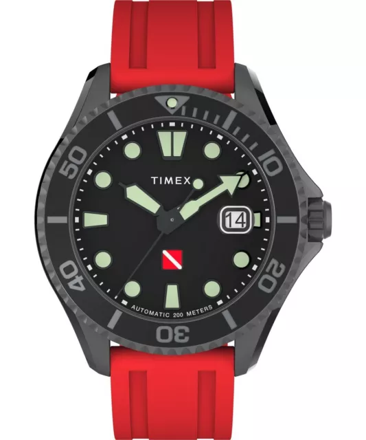 Timex Montre Rouge Analogique Hommes Deep Water Tiburon Automatic TW2W21000