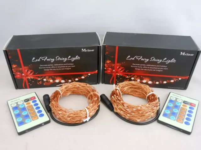 2 Pack Fairy LED Copper Wire String Lights Warm White 66ft 200 LED with Remote