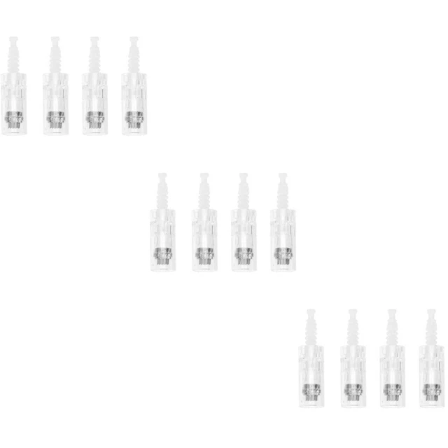 12 piezas Cartuchos de microagujas Pluma de microagujas Pluma Cabeza Cara Pluma Auto Belleza Pluma