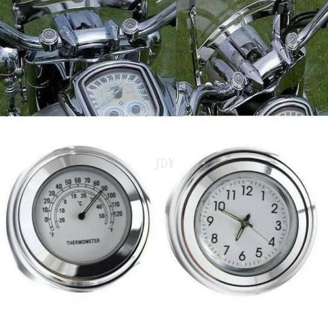7/8 1'' Motorraduhr Uhr Uhren für Motorrad Motorräde Lenkeruhr wasserdicht Weiß 2