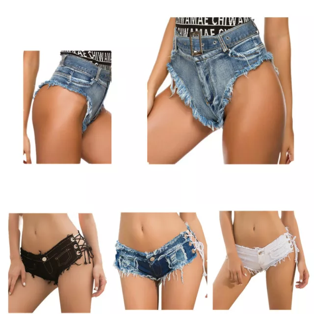 LADY MICRO MINI Booty Hot Pants Shorts Denim Jean Sexy Clubwear