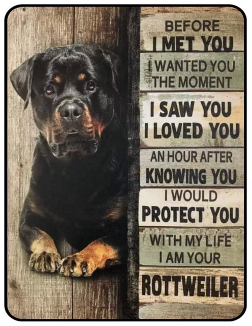 Vintage Rottweiler Protect Dog Plaque Decor Kitchen Pub Shed Man Cave Metal Sign
