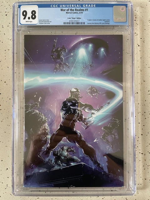 WAR OF THE REALMS #1 CGC 9.8 **Clayton Crain VIRGIN VARIANT** Marvel RARE!! NM