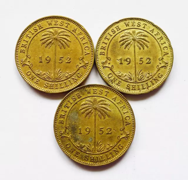 British West Africa 1 Shilling 1952, London, Heaton + Kings Norton Mints, Km#28