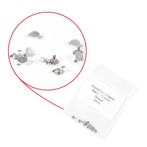 Dental Orthodontic Lingual Buttons Bondable Cleat w/ Double Wing Mesh Base