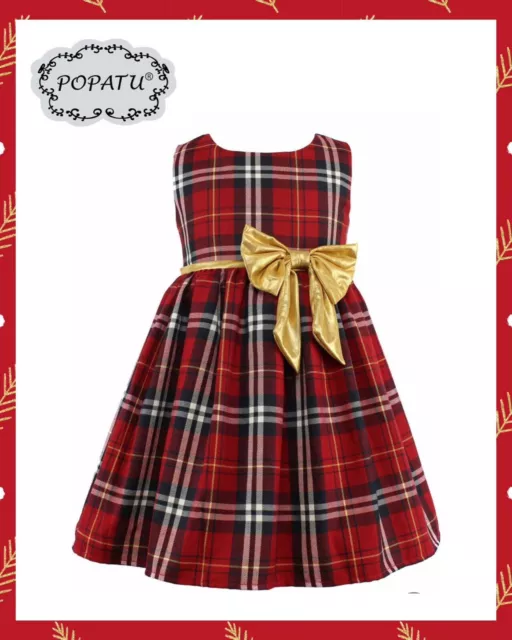 Popatu Baby Girl Plaid Fit & Flare Cotton Dress Size 18M