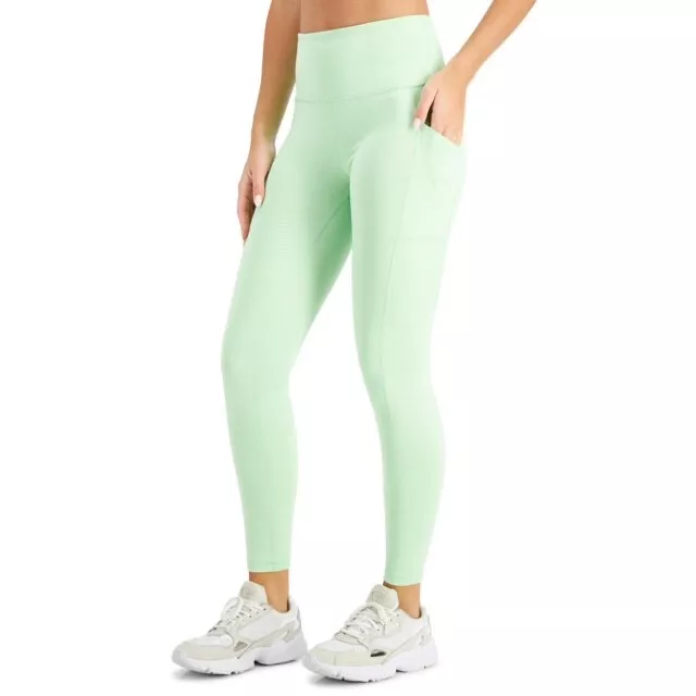 New ID Ideology Womens High Waist 7/8 Length Athletic Leggings Pants Large Green