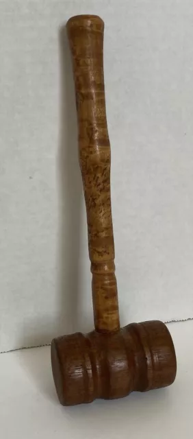 Antique Hand Carved Wooden Gavel Hammer  9” Long Vintage