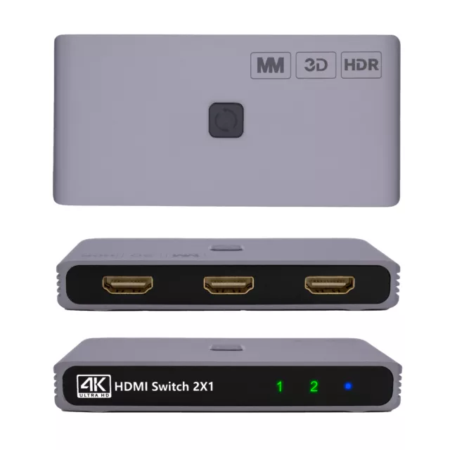 Conmutador HDMI 4K@60Hz - Conmutador Bidireccional de 2 Entradas y 1 Salida