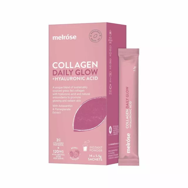 New Melrose Collagen Daily Glow + Hyaluronic Acid Berry 5.5g x 14 Sachets