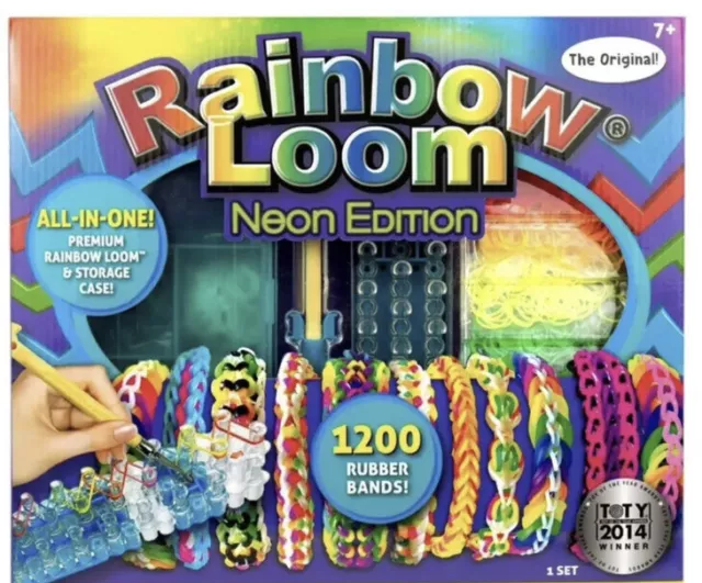 Rainbow Loom 1200 Neon Edition Rubber Bands Rainbow Loom/Metal Hook/50 C- Clips