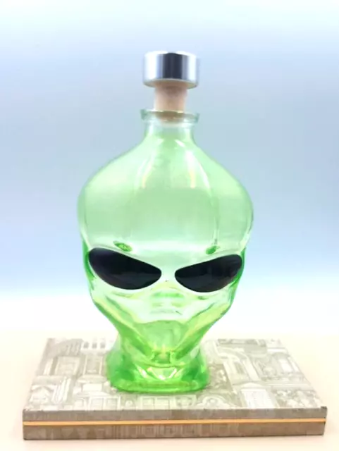 Outer Space Vodka Alien Head Green Glass Bottle 750 ML empty Bar Decor Man Cave