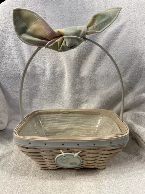 Longaberger 2003 S White Wash Easter Basket-Liner-Protector-Tieon’s & Booklet